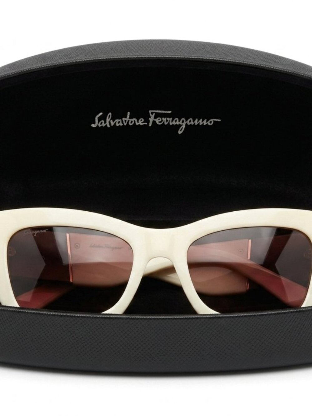 FERRAGAMO Oversized Cat-Eye / Butterfly Sunglasses – Cream